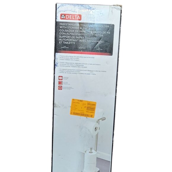 Delta Freestanding Toilet Paper Holder with Shelf and Reserve in Flat Nickel - Picture 5 of 5